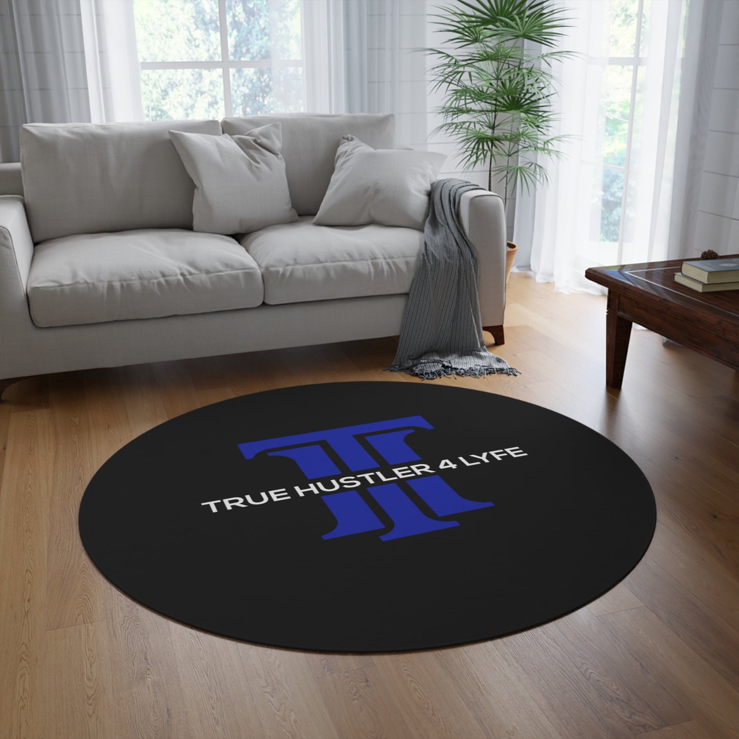 True Hustler 4 Lyfe Circular Statement Rug, Round
