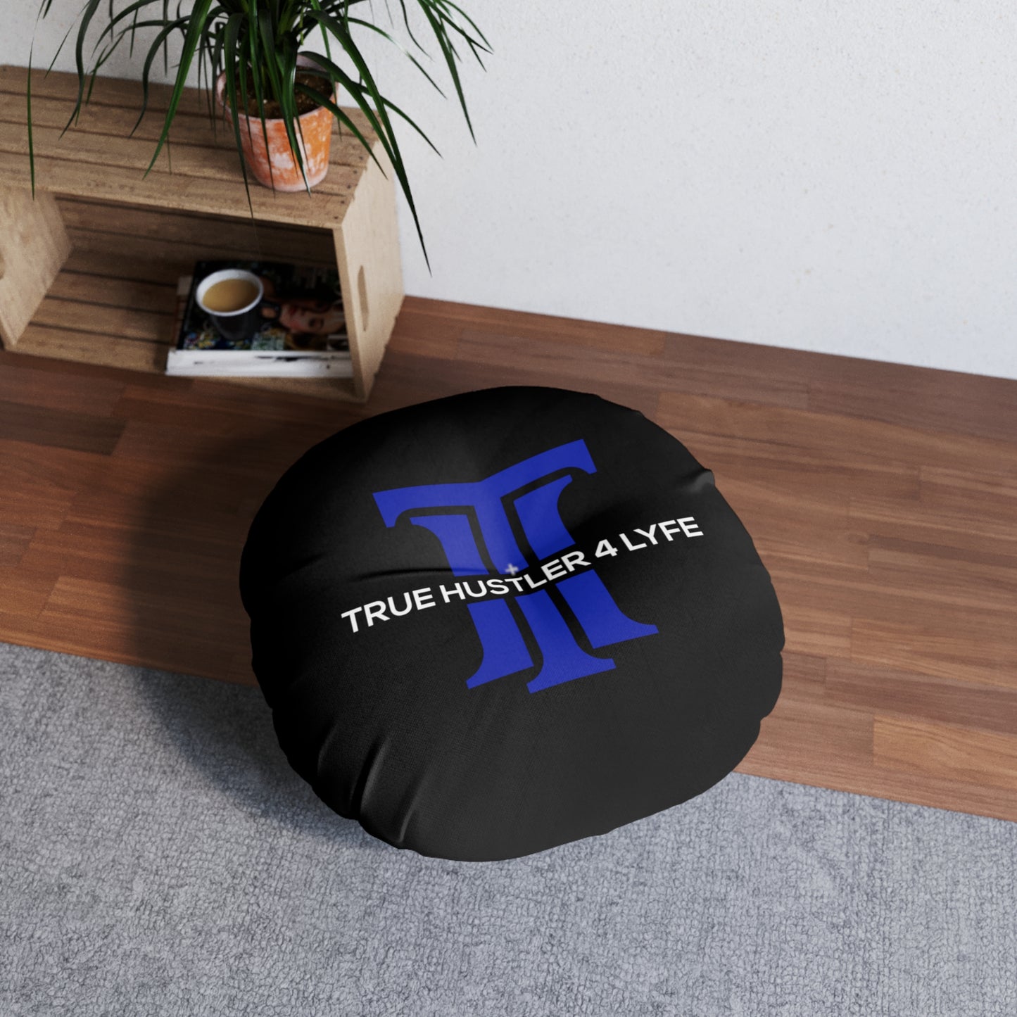 True Hustler 4 Lyfe Luxe Round Tufted Floor Pillow,