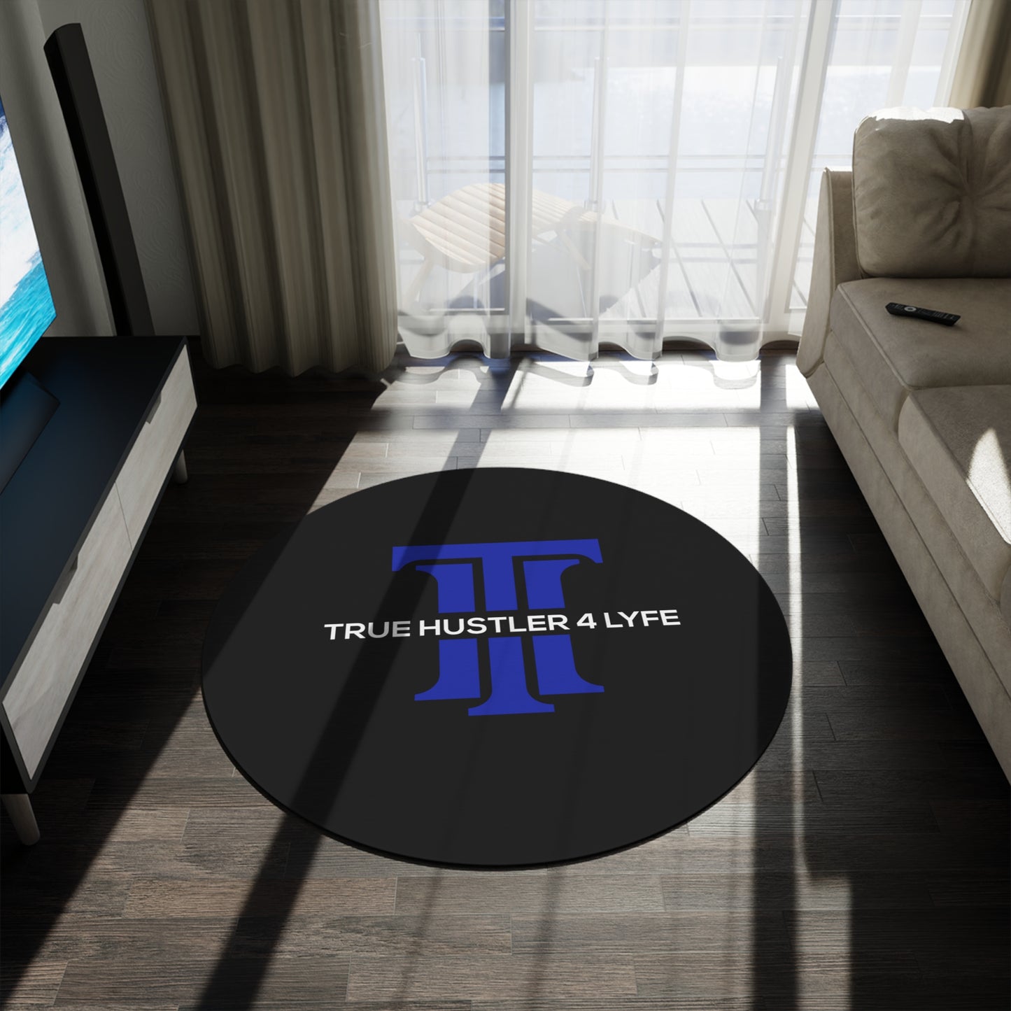 True Hustler 4 Lyfe Circular Statement Rug, Round