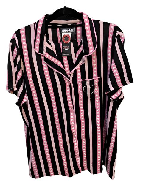 Sweetheart Dreams 2-Piece Pajama Set – Black and Pink with Heart Print
