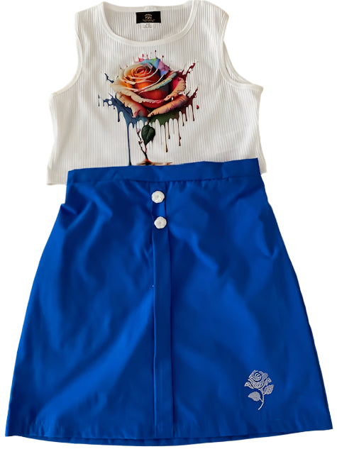 Luxury Girls Royal Blue 3-Piece Suit – Rose & Rhinestone Accents | TH4L Kids Exclusive (Size 12/14)
