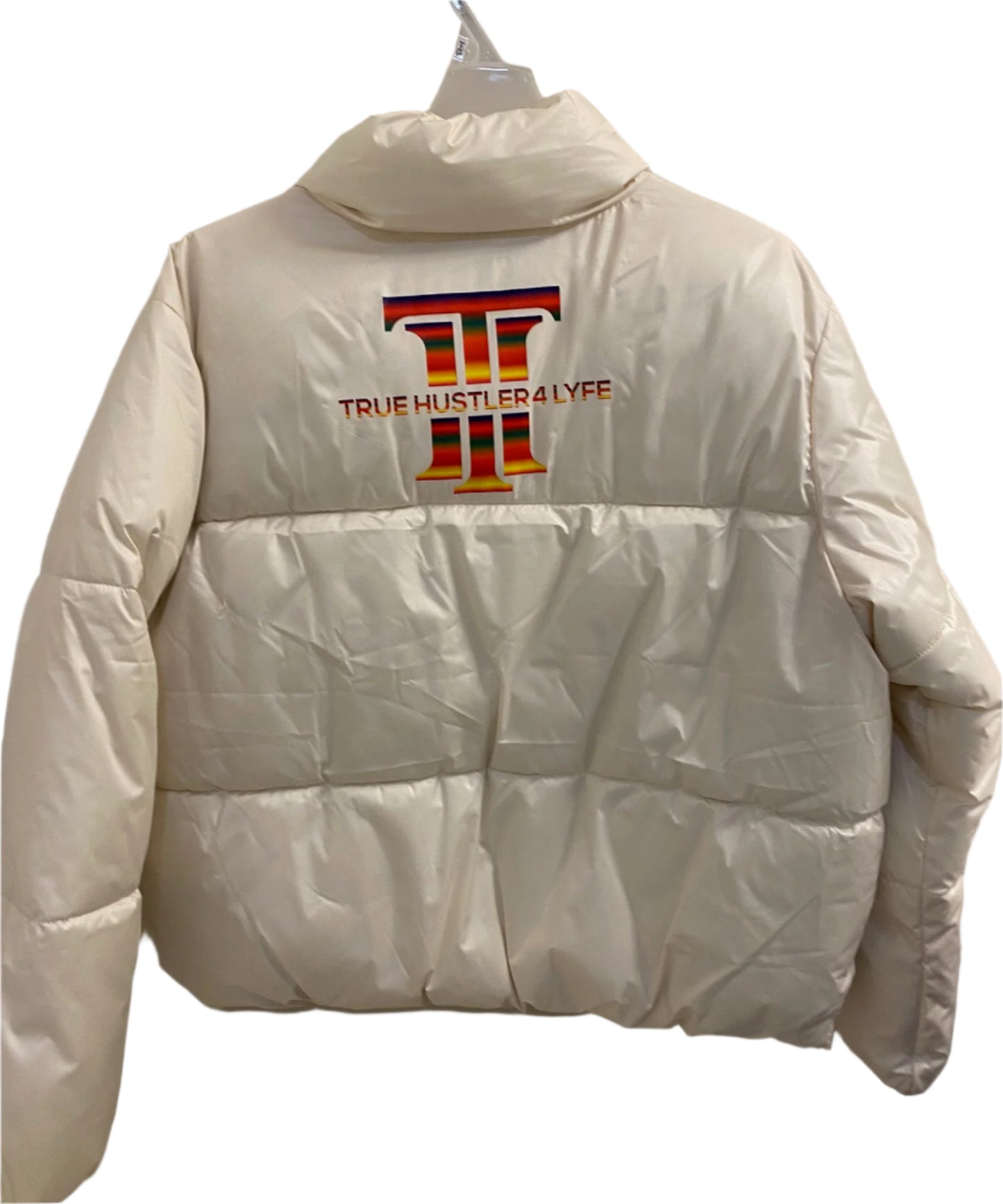 TH4L: Elite Cropped Puffer Jacket for Women-Cream Elegance