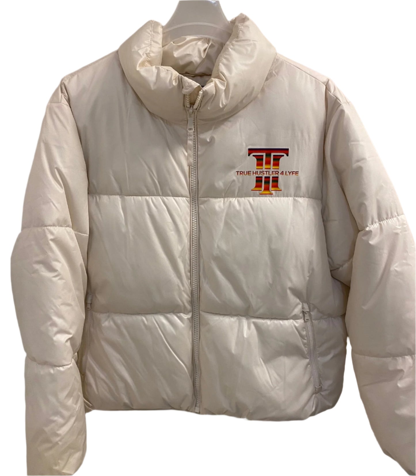 TH4L: Elite Cropped Puffer Jacket for Women-Cream Elegance