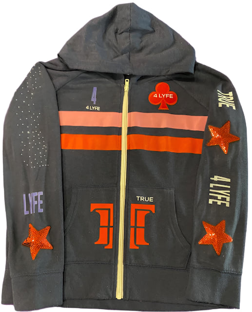 TH4L Kids Upcycled Blue Hoodie – Accent Details (Size 14, Long Sleeve)