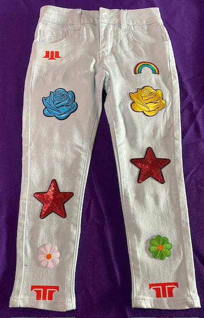 TH4L Kids "Bully-Free" Size 5/6 Playground Jeans – Watermelon Rainbow Edition