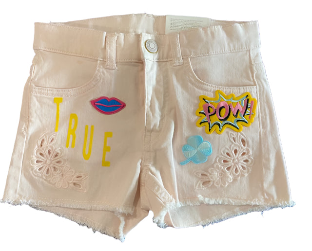 TH4L Kids Girls Custom Upcycled Denim Shorts – Size 6/7 | One-of-a-Kind Style