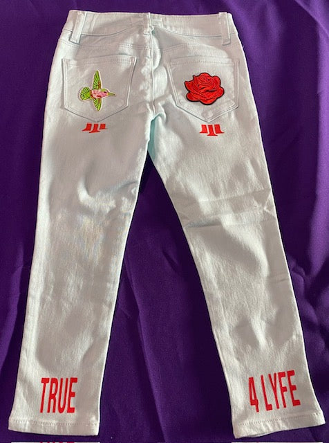 TH4L Kids "Bully-Free" Size 5/6 Playground Jeans – Watermelon Rainbow Edition
