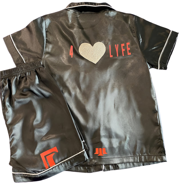 TH4L Kids Custom Black 2-Piece Pajama Set – Size 6/7 | Soft & Stretchy with Rhinestone Accents