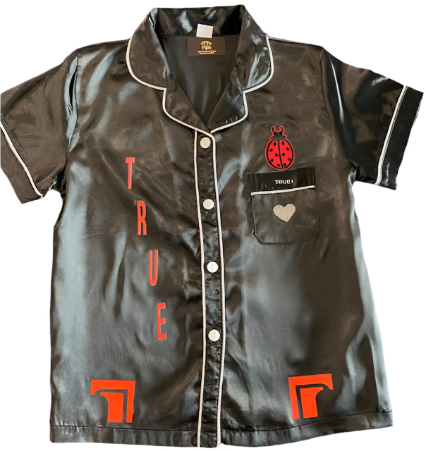 TH4L Kids Custom Black 2-Piece Pajama Set – Size 6/7 | Soft & Stretchy with Rhinestone Accents