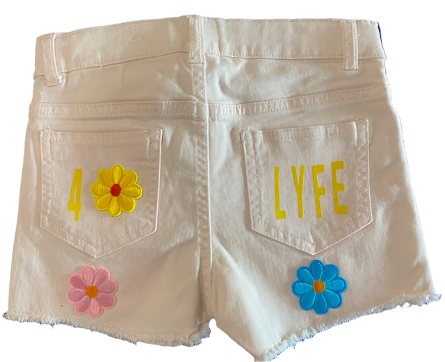 TH4L Kids Girls Custom Upcycled Denim Shorts – Size 6/7 | One-of-a-Kind Style