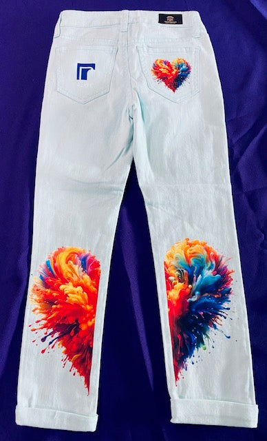 TH4L Kids Playground Pants – Rainbow & Hearts (Size 7)