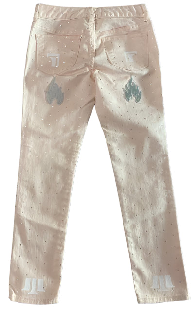 TH4L Kids Peach Playground Jeans – Flamingo & Stars (Size 8)