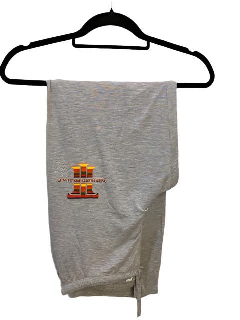 True Hustler 4 Lyfe Luxury 2-Piece Pajama Set – Soft Grey with Pink Piping & Rainbow Logo