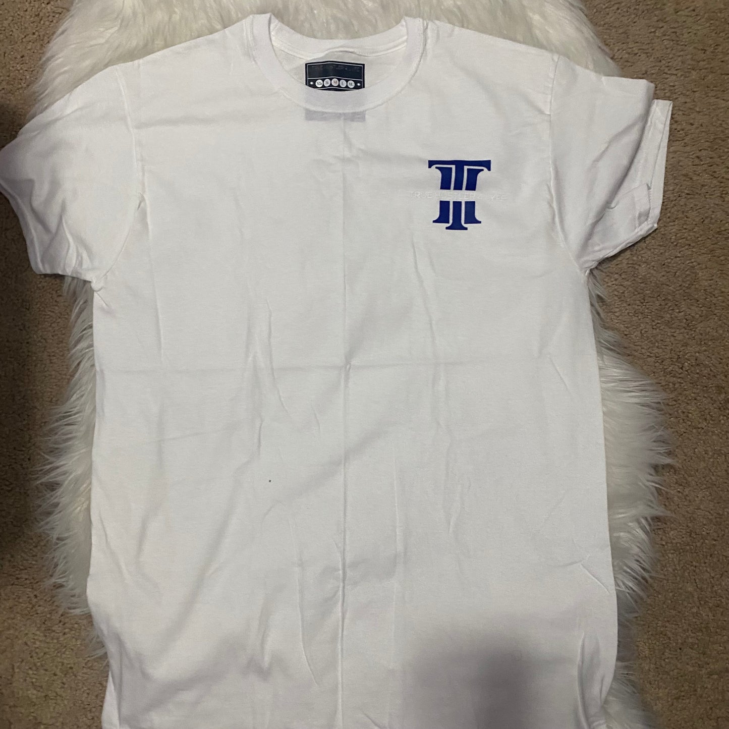 "Upgrade Your Style: Men's Light Grey Boxer Briefs and White T-Shirt Set with Blue Logo"