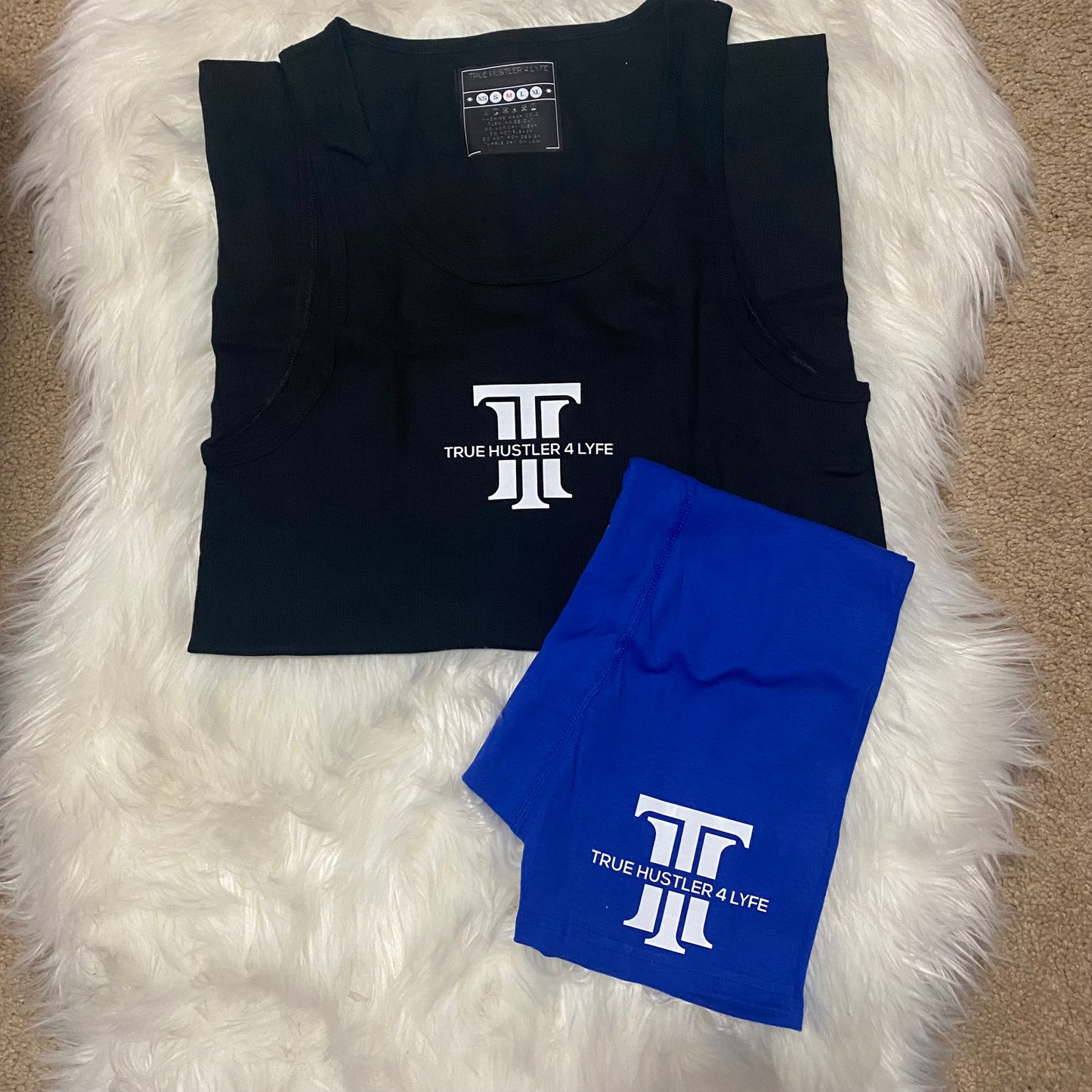Men's Royal Blue Boxer Briefs and Black Tank Set with White Hustler Logo