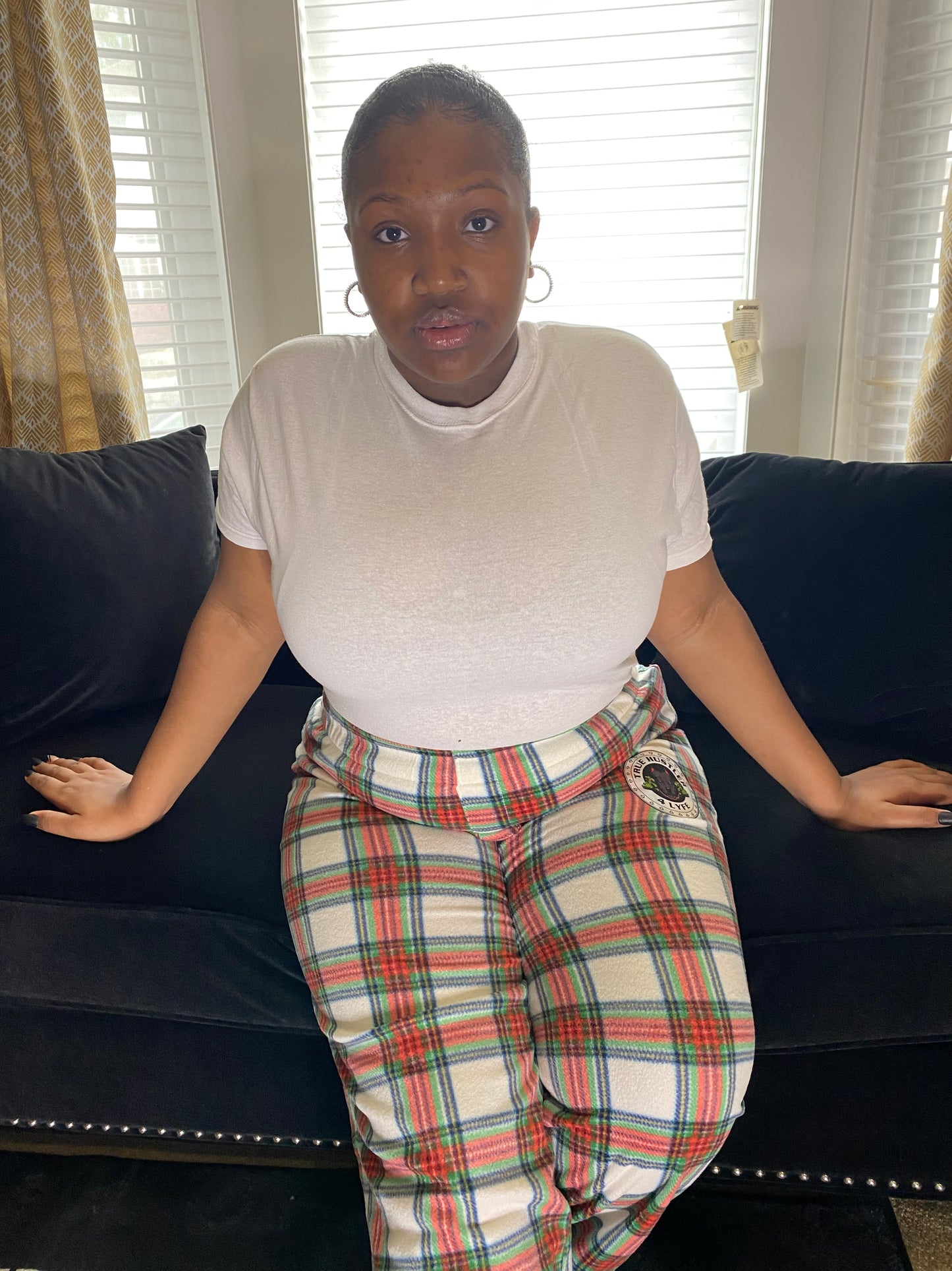 Women's Red, Green, and White Checkered Luxury Pajama Pants with Logo - Multiple Sizes | Premium Quality