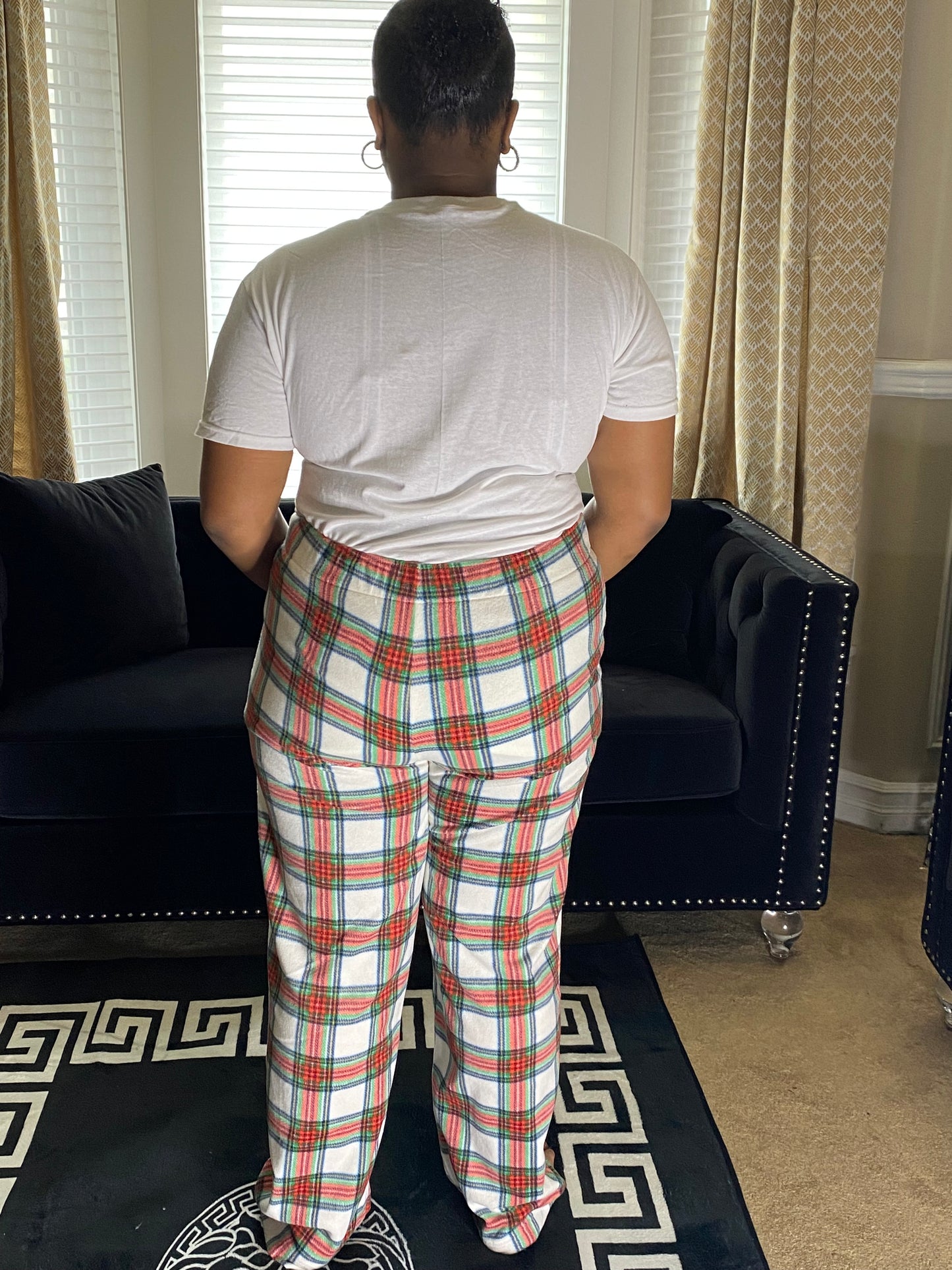 Women's Red, Green, and White Checkered Luxury Pajama Pants with Logo - Multiple Sizes | Premium Quality
