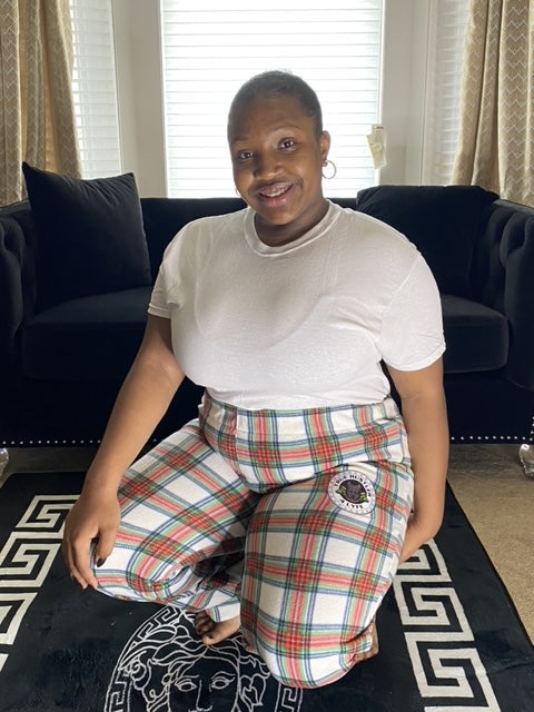 Women's Red, Green, and White Checkered Luxury Pajama Pants with Logo - Multiple Sizes | Premium Quality