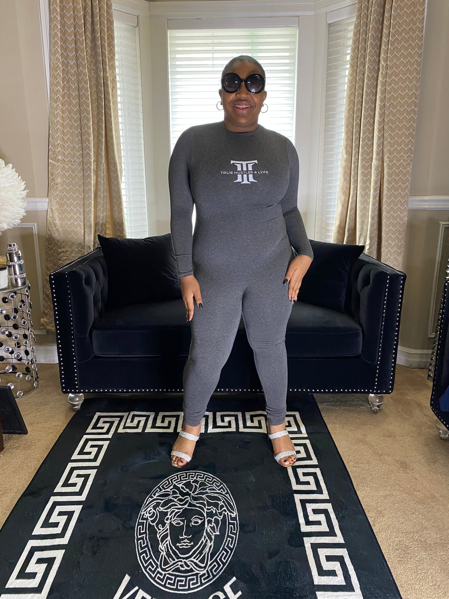 TH4L Luxury Charcoal Grey Women's Jumpsuit ( Luxury) Medium