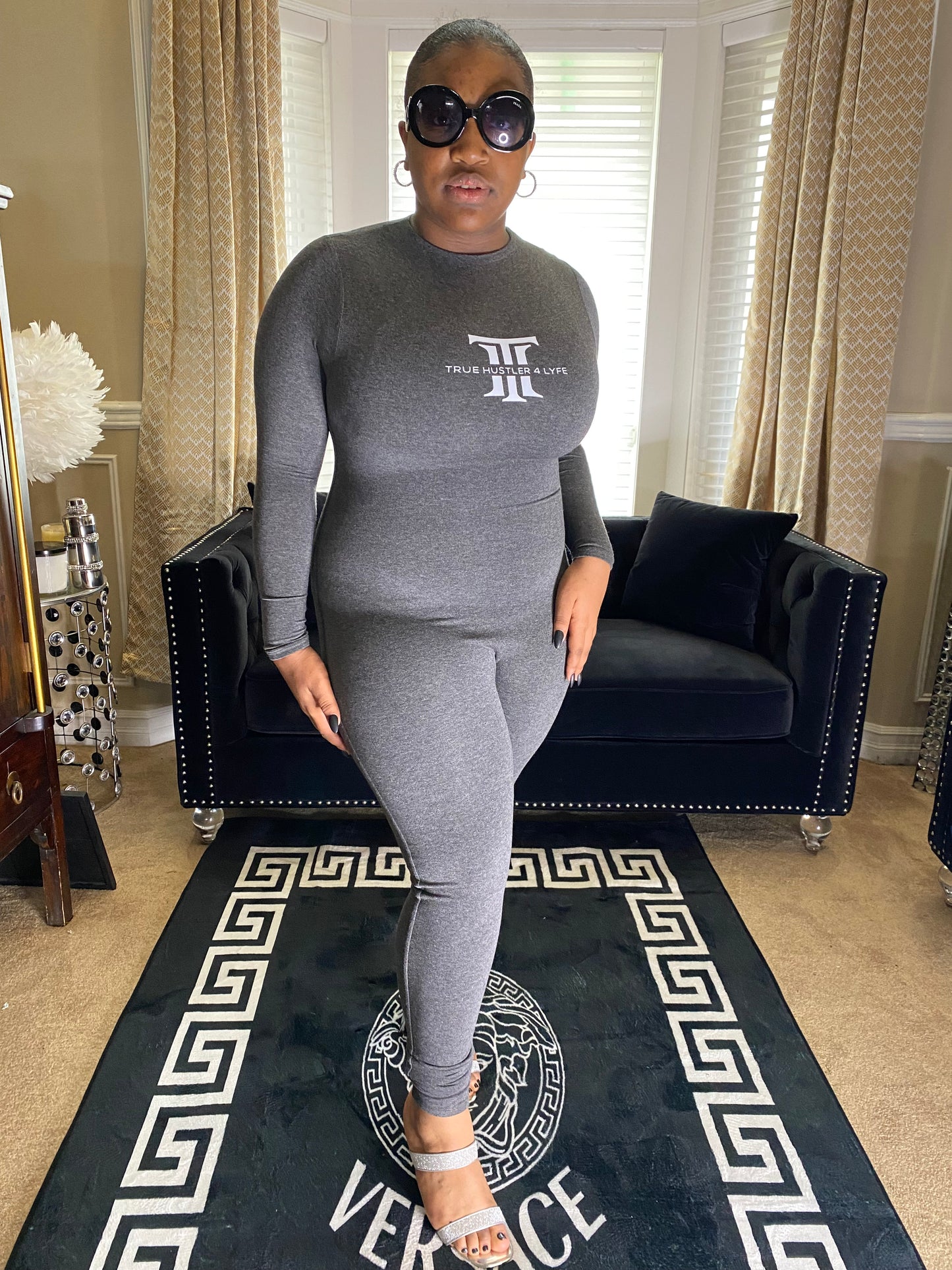 TH4L Luxury Charcoal Grey Women's Jumpsuit ( Luxury) Medium