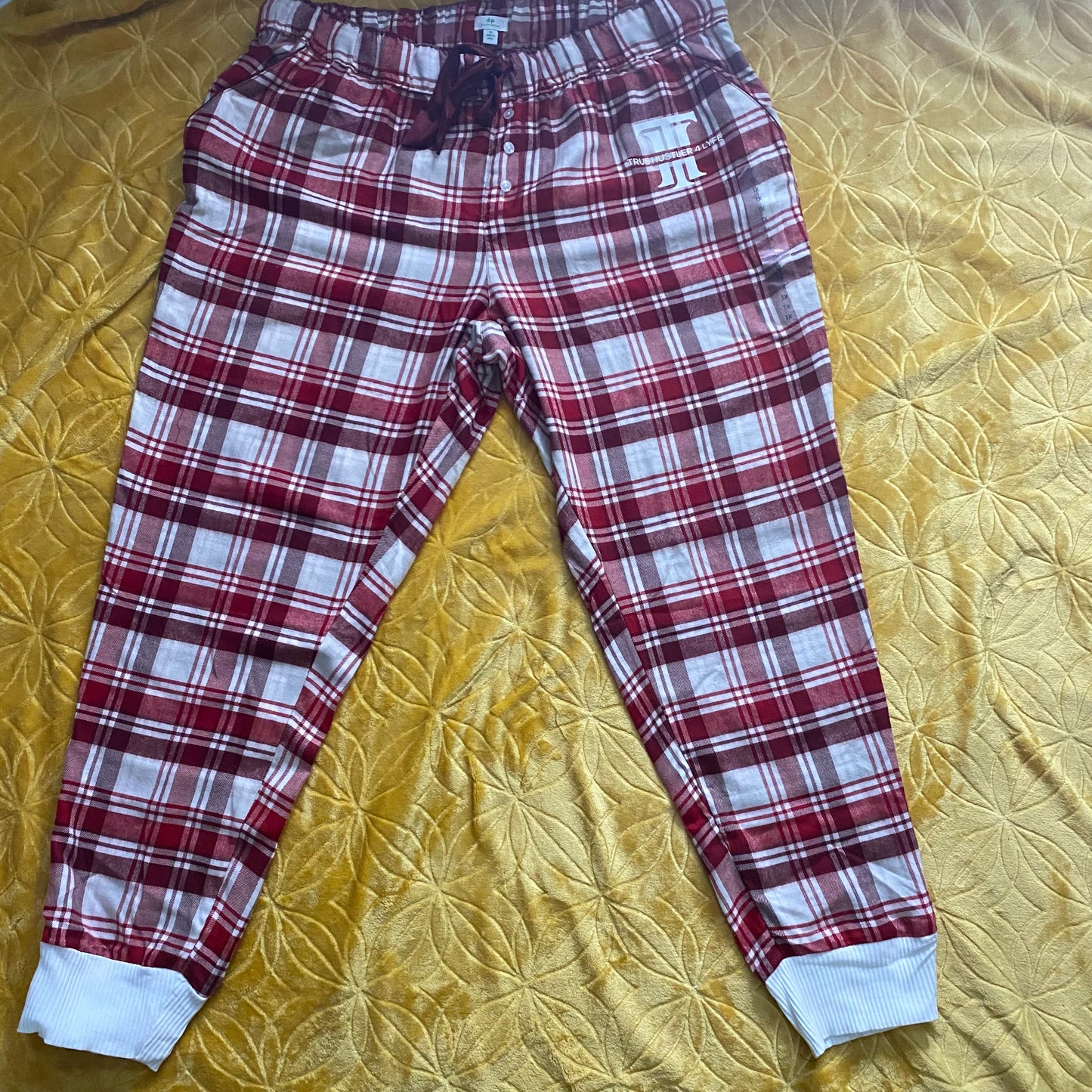 Women's 1X Wine Red and White Checkered Luxury Pajama Pants with TH4L Logo | Premium Quality