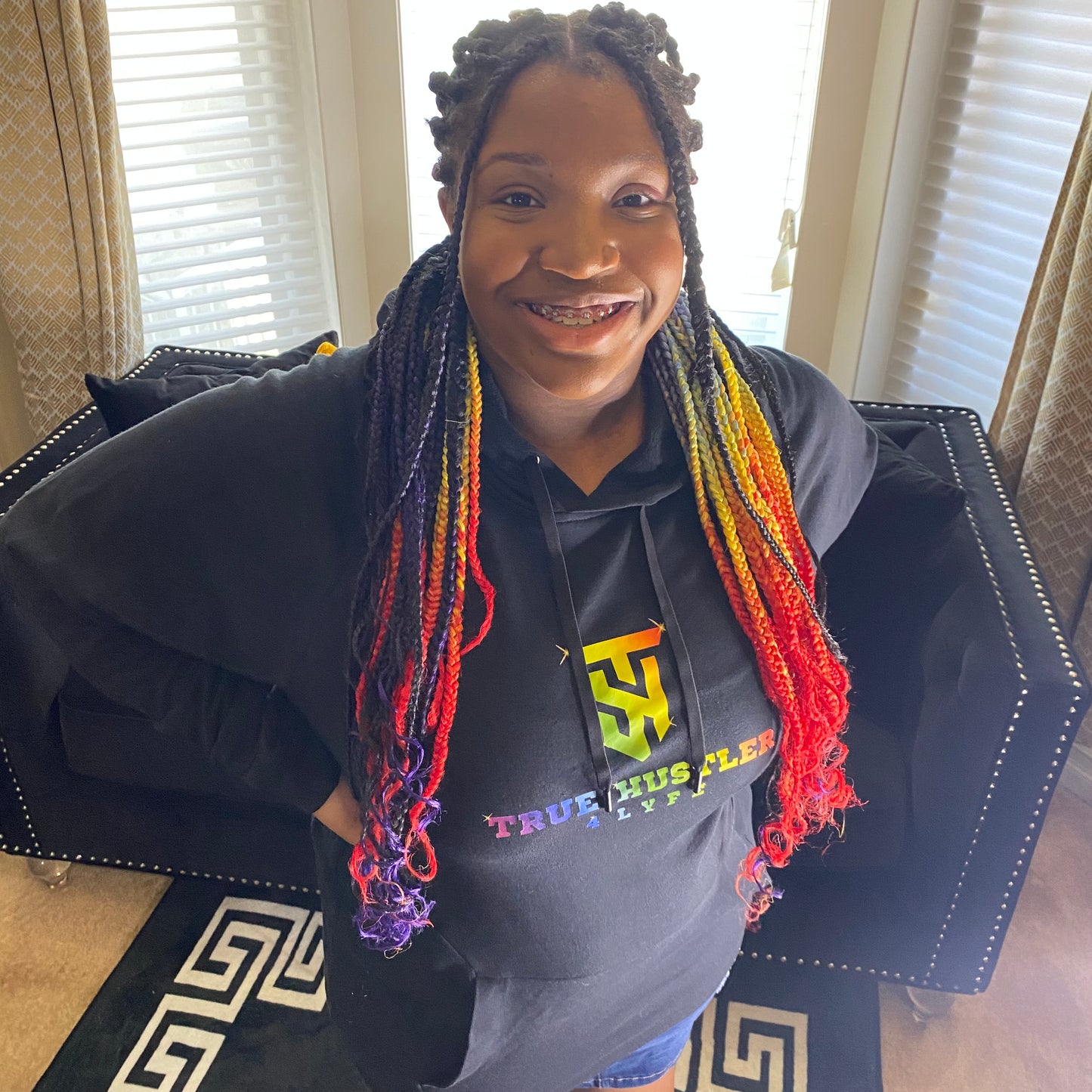 True Hustler 4 Lyfe Black Lightweight Hoodie with Pride Logo
