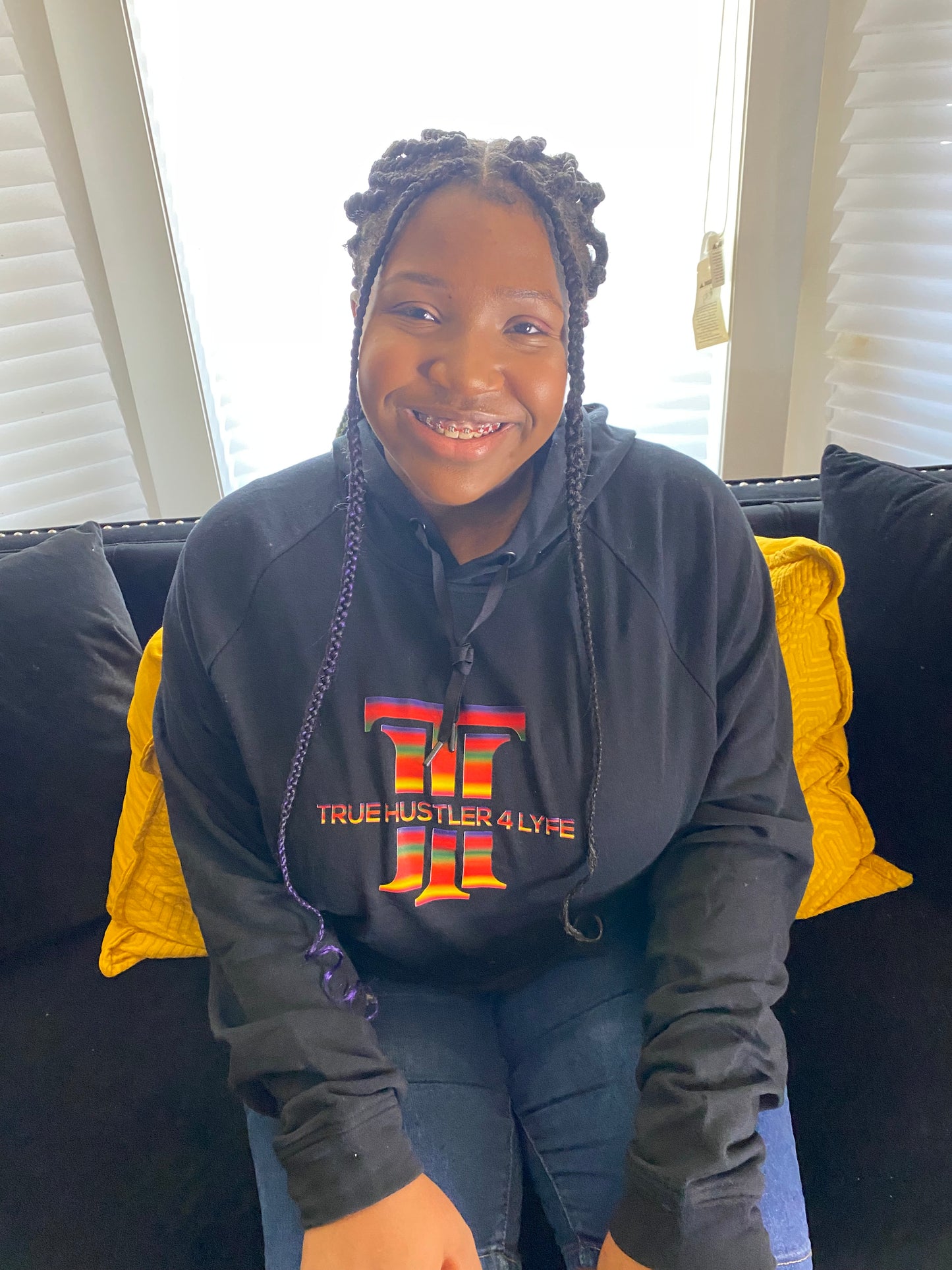 True Hustler 4 Lyfe Black Lightweight Hoodie with Pride Logo