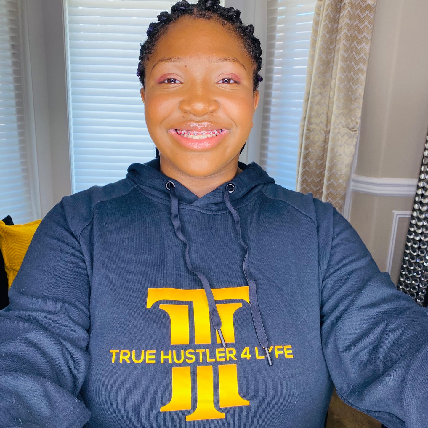 True Hustler Black Lightweight Hoodie with Gold Logo