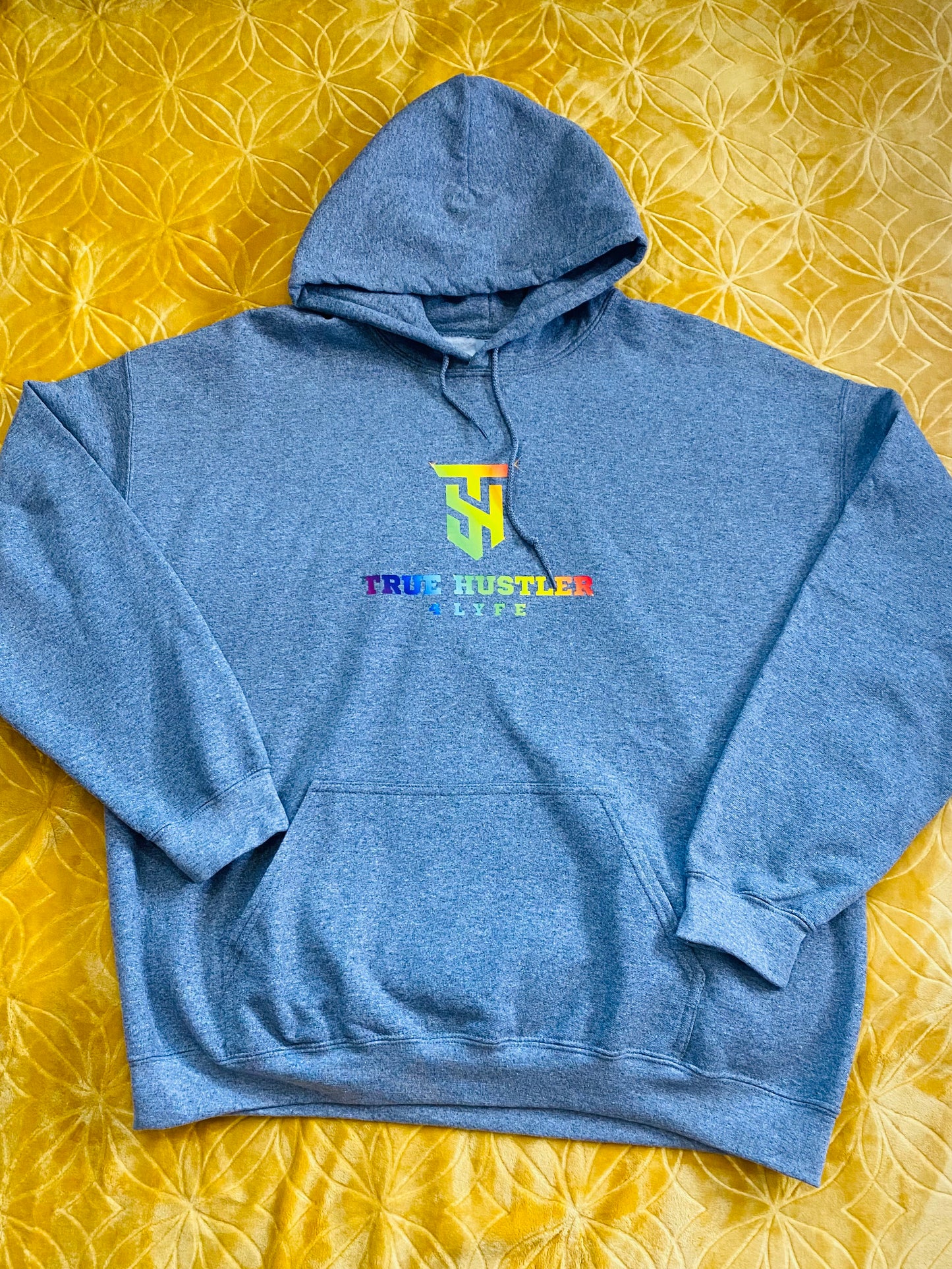 Grey True Hustler 4 Lyfe Hoodie with Pride Logo