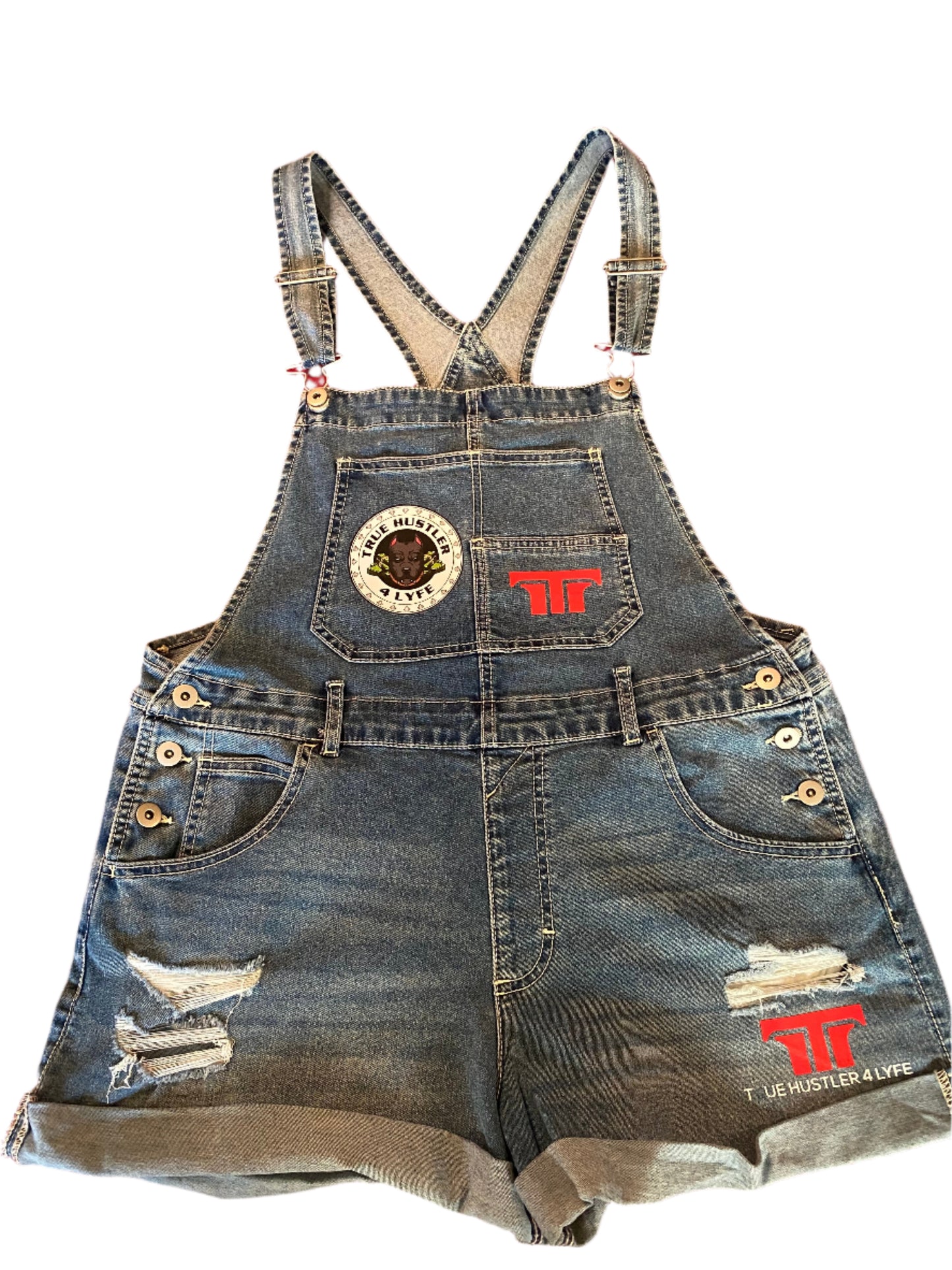 Trendsetter's Choice - TH4L Light Wash 80's Jean Shortalls with White TH4L Logo