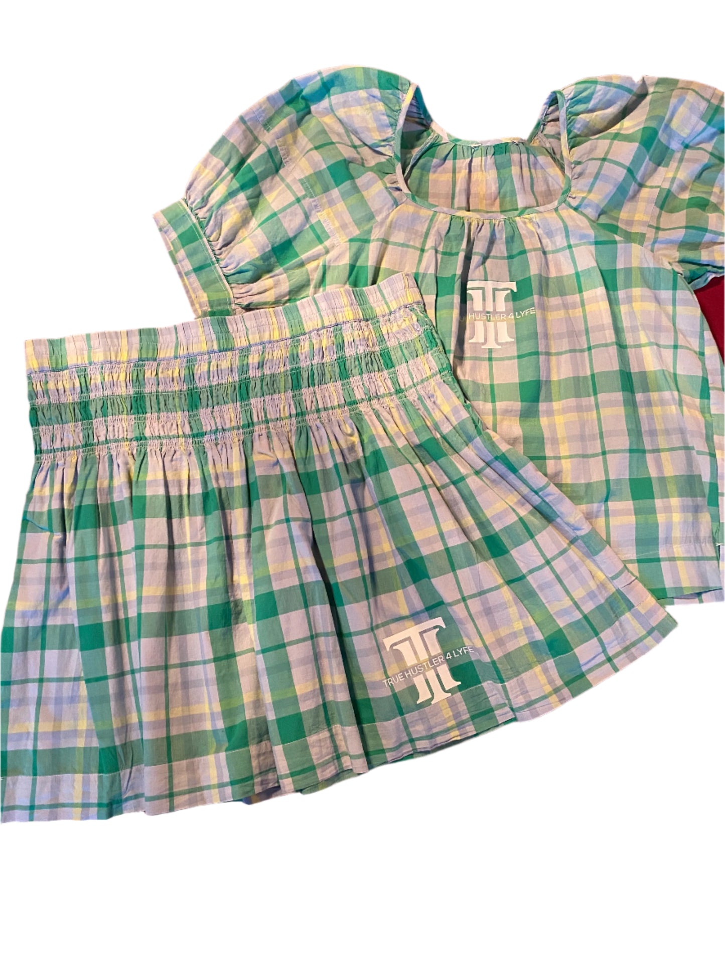Chic Elegance - TH4L Plaid 2 Piece Skirt Set