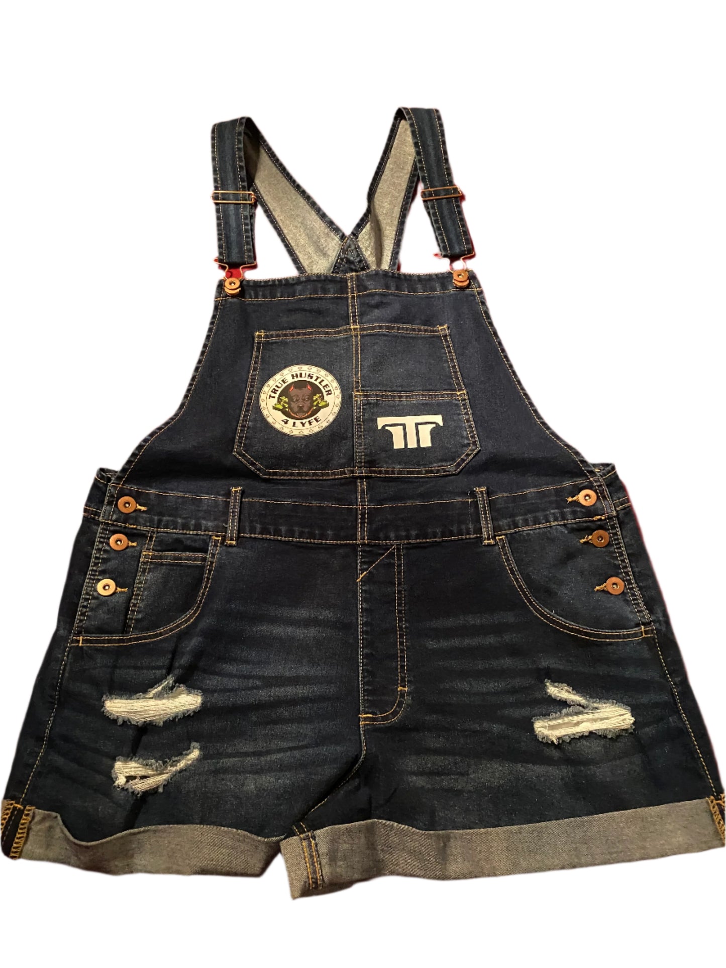 Urban Edge TH4L Dark Wash 80's Shortalls with White Logo
