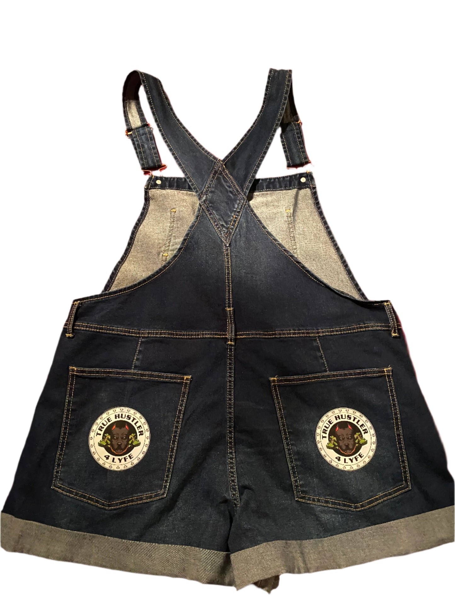 Urban Edge TH4L Dark Wash 80's Shortalls with White Logo