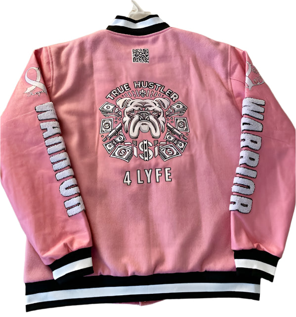 PRE-ORDER ONLY :TH4L "Warrior" Pink Varsity Jacket – A Tribute to Fighters & Survivors