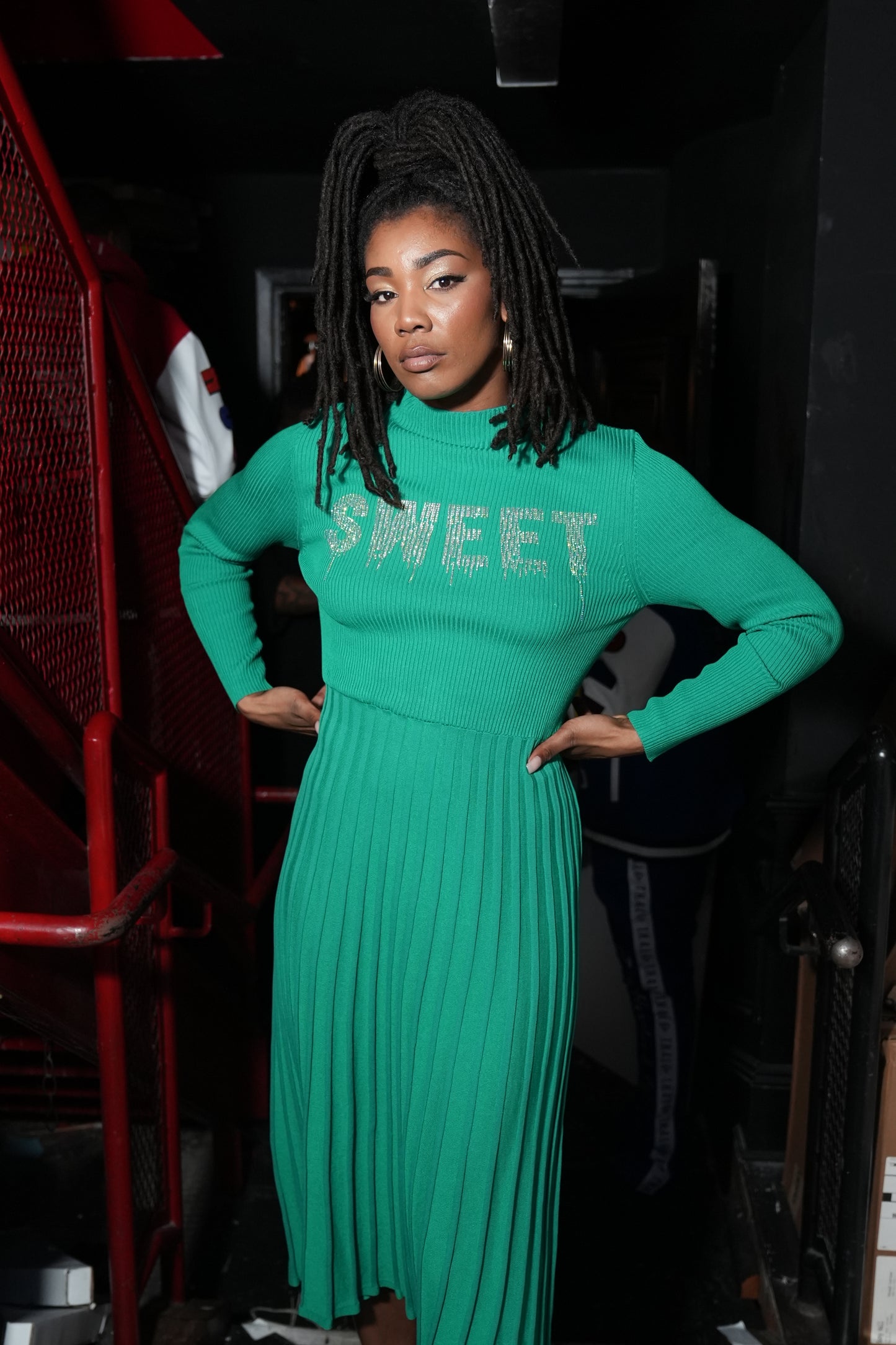 Money Green Knitted Maxi Dress – Limited Edition | NYFW 2025 Runway Exclusive