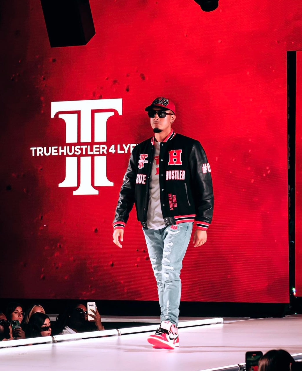 PRE-ORDER: TH4L Champion Varsity Jacket (Black & Red)