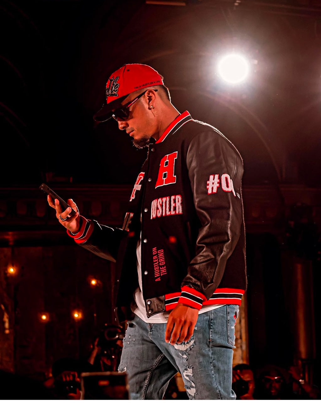 PRE-ORDER: TH4L Champion Varsity Jacket (Black & Red)