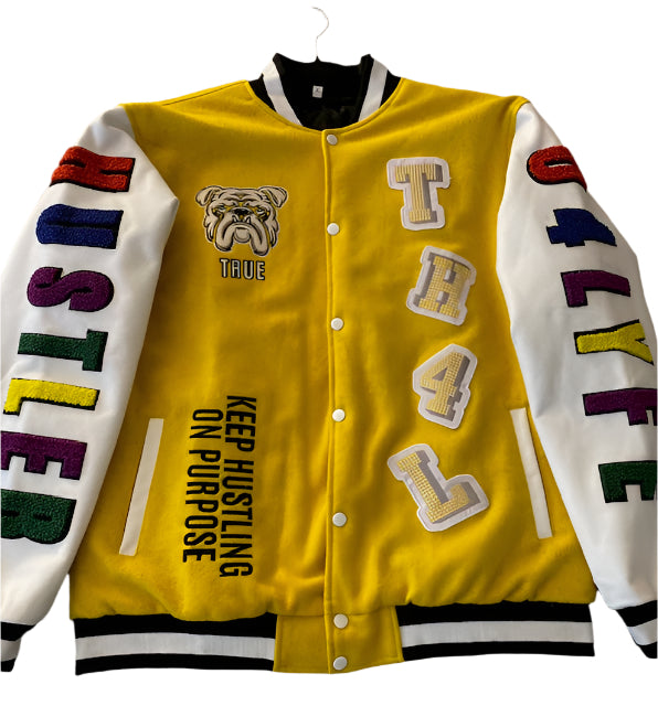 PRE-ORDER ONLY :TH4L "True Hustler 4 Lyfe" Varsity Jacket – Elite Edition (Yellow)