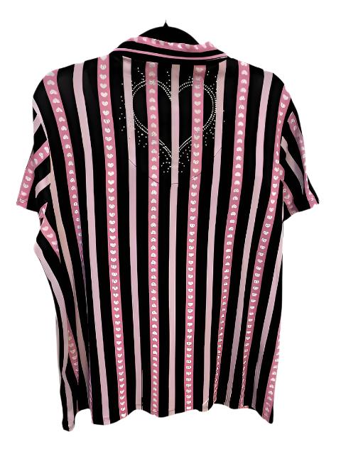 Sweetheart Dreams 2-Piece Pajama Set – Black and Pink with Heart Print