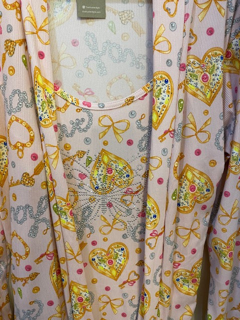 Golden Elegance Luxury Robe and Gown Set – Pink with Jewel Accents