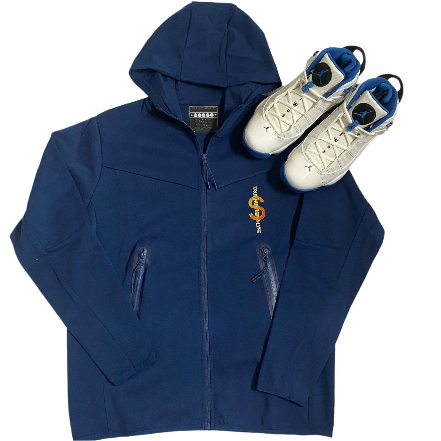 True Hustler 4 Ocean Blue Lyfe Black Tech 2 Piece Jogging Suit (unisex)