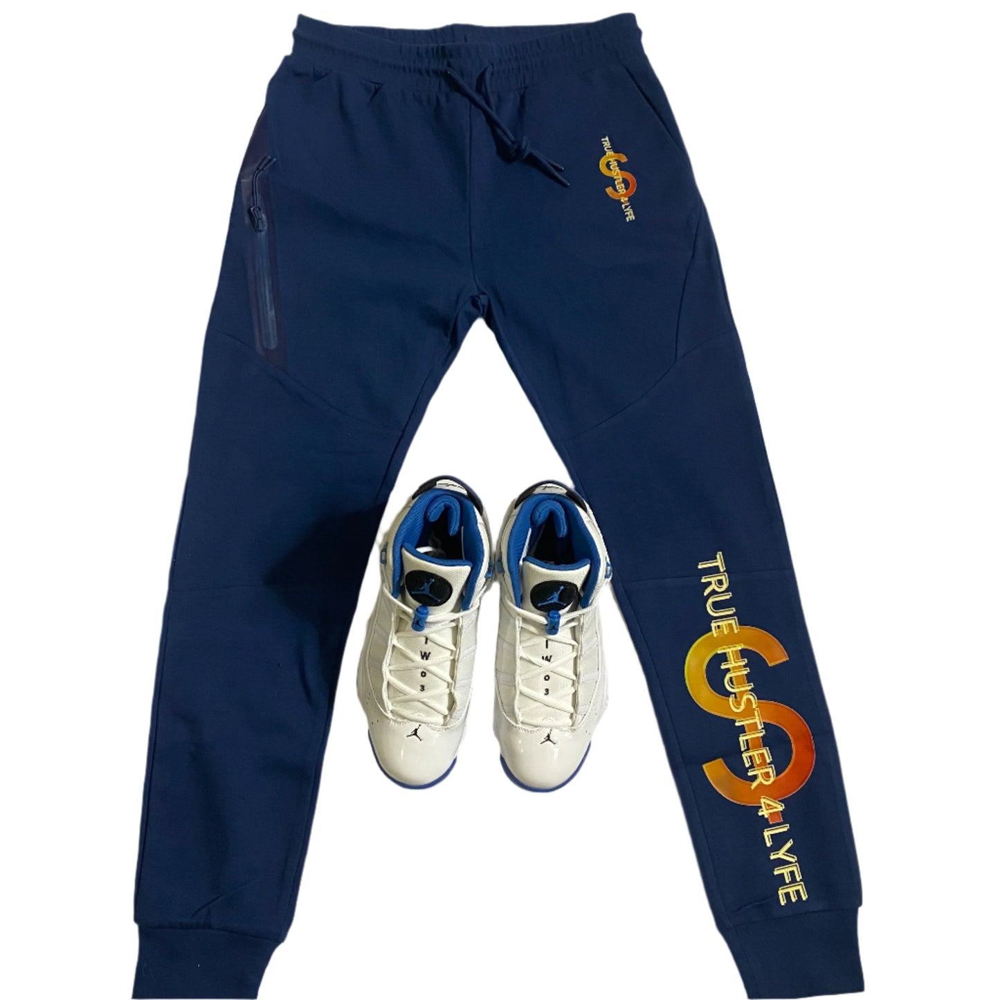 True Hustler 4 Ocean Blue Lyfe Black Tech 2 Piece Jogging Suit (unisex)