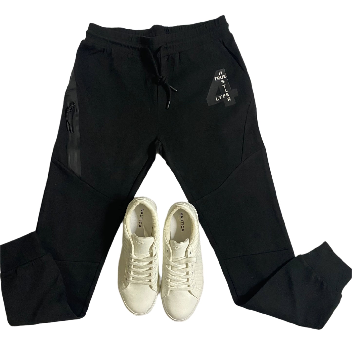 True Hustler 4 Lyfe Black 2-Piece Tech Jogging Suit