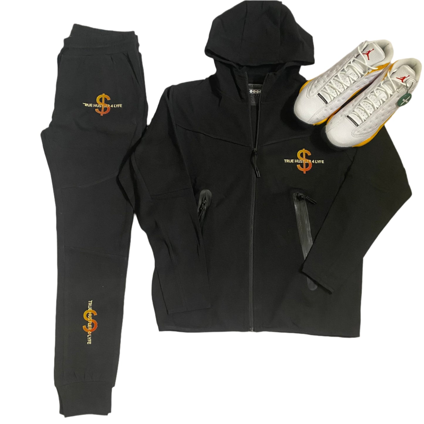 True Hustler 4 Lyfe "Executive" Black 2-Piece Jogging Suit