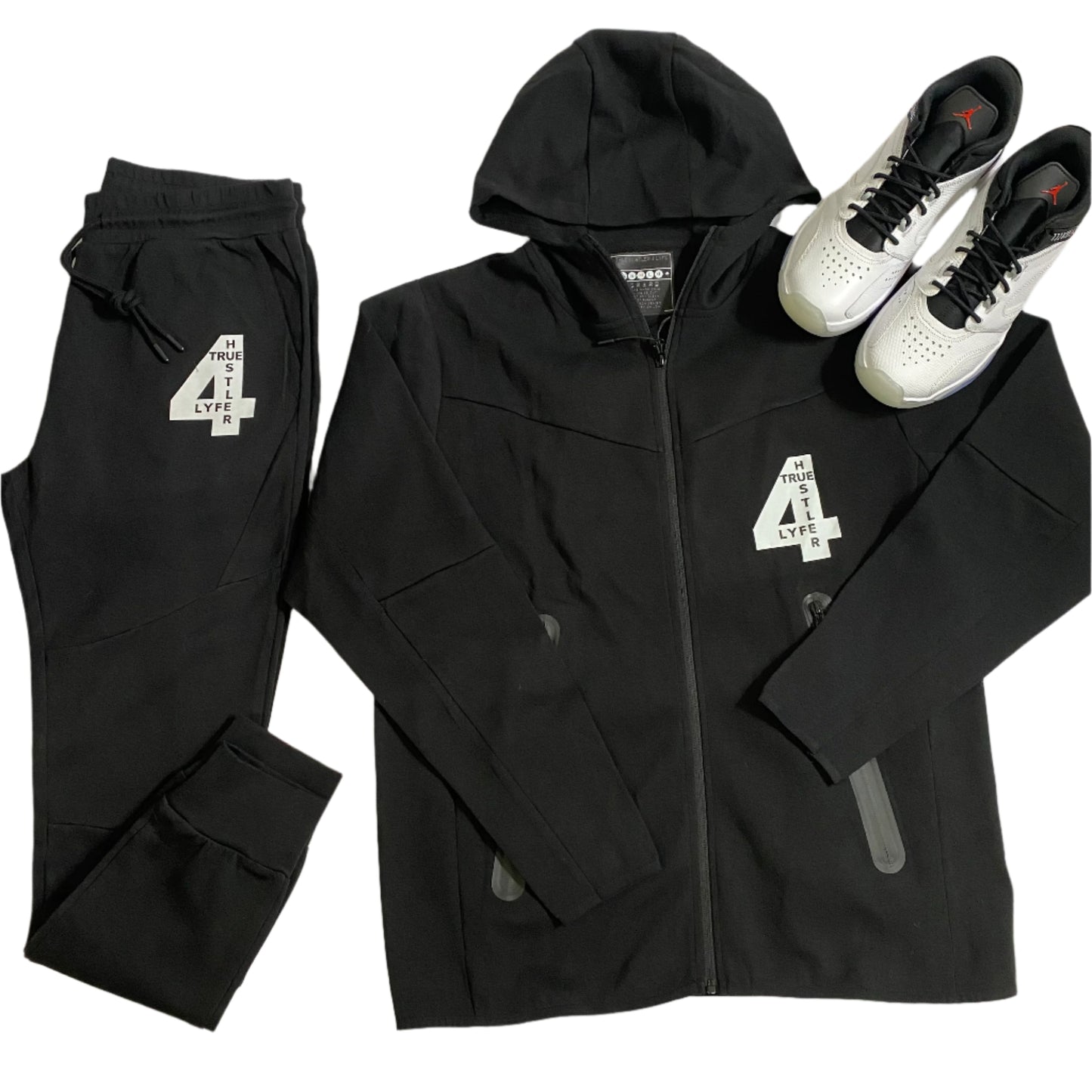 True Hustler 4 Lyfe Grey 2-Piece Tech Jogging Suit