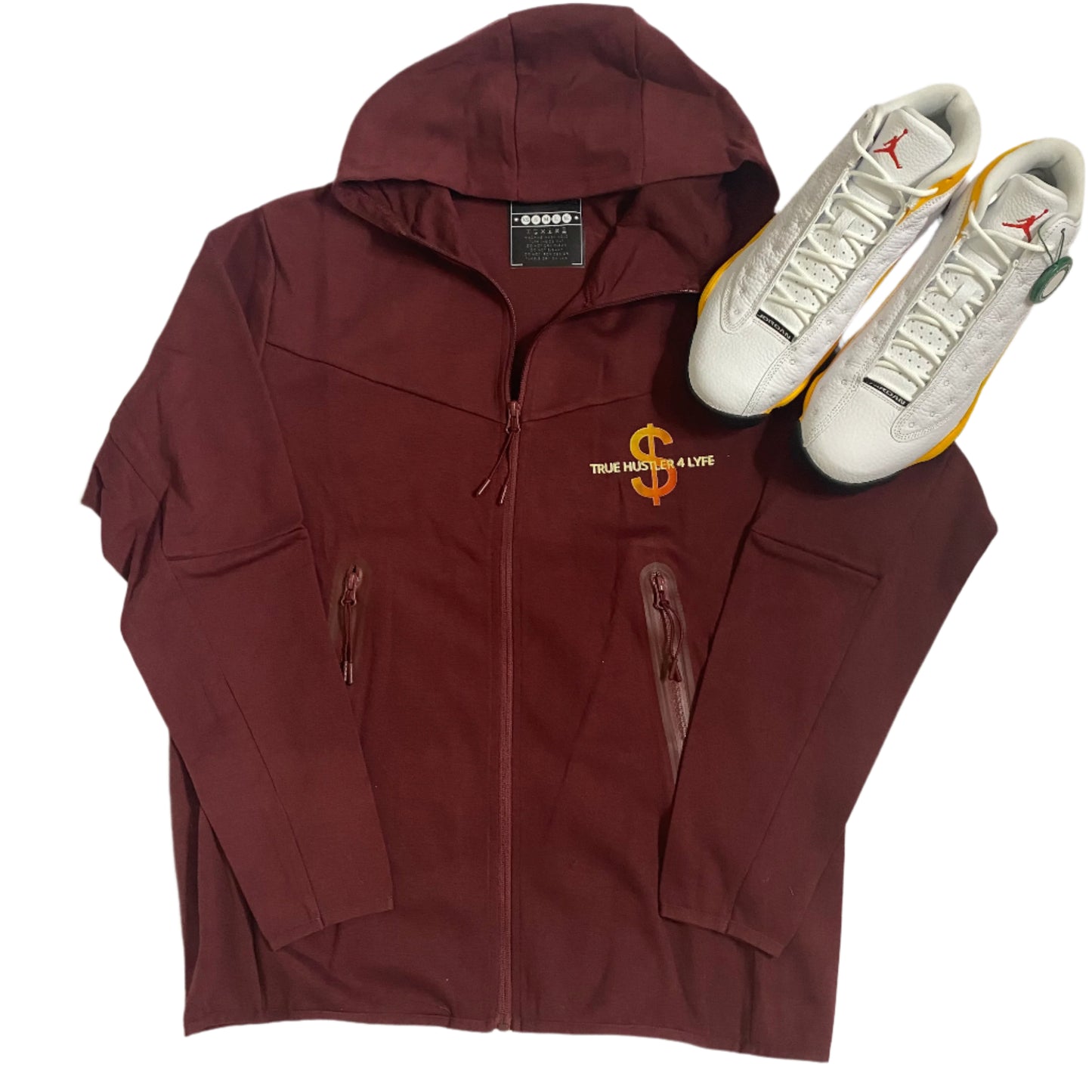 True Hustler 4 Lyfe "Gold Grind" 2-Piece Jogging Suit – Burgundy