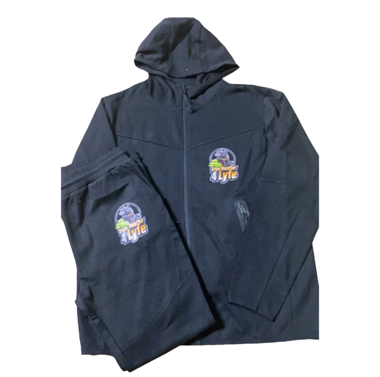True Hustler Original Tech Tracksuit – Black 2-Piece Unisex Jogging Suit
