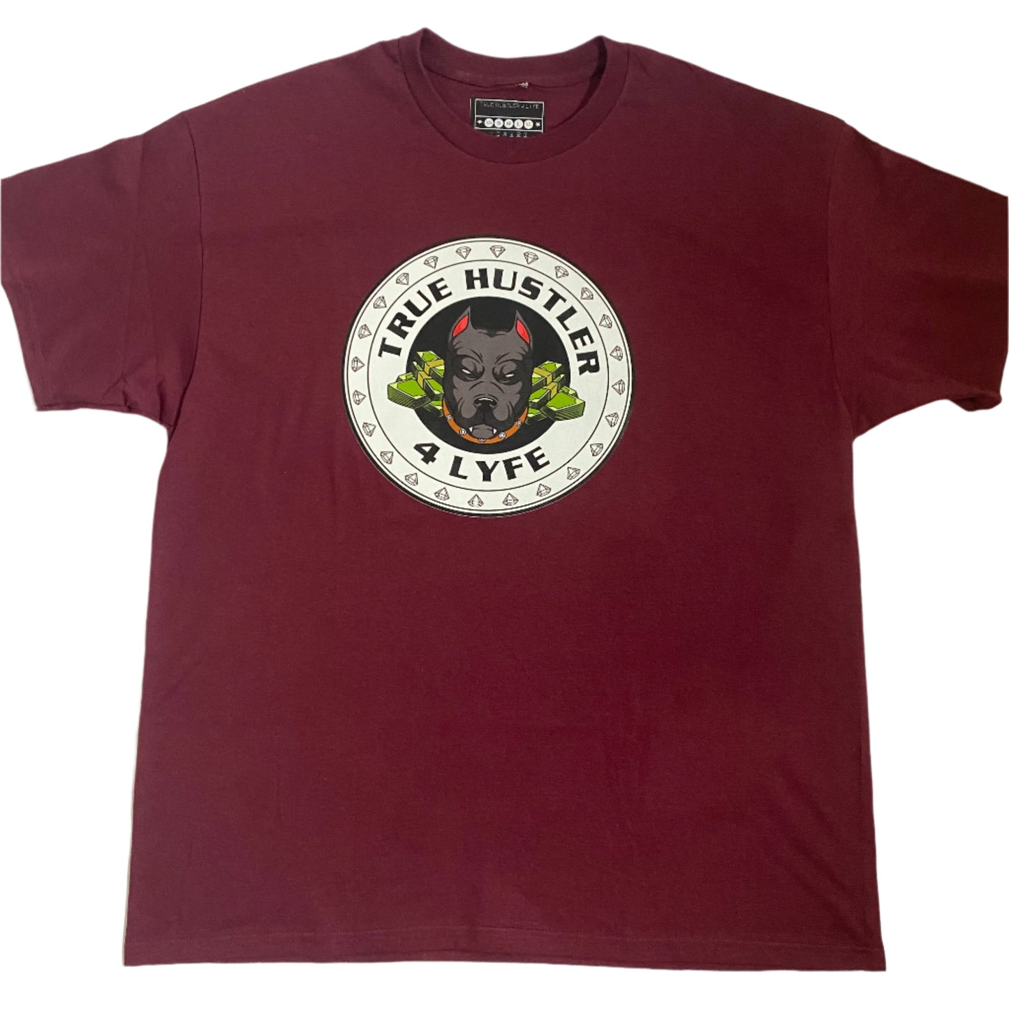 "TH4L Grind Collection Unisex Graphic Tees - Burgundy Heavy Duty Cotton T-Shirt and White Grind Logo Tee"