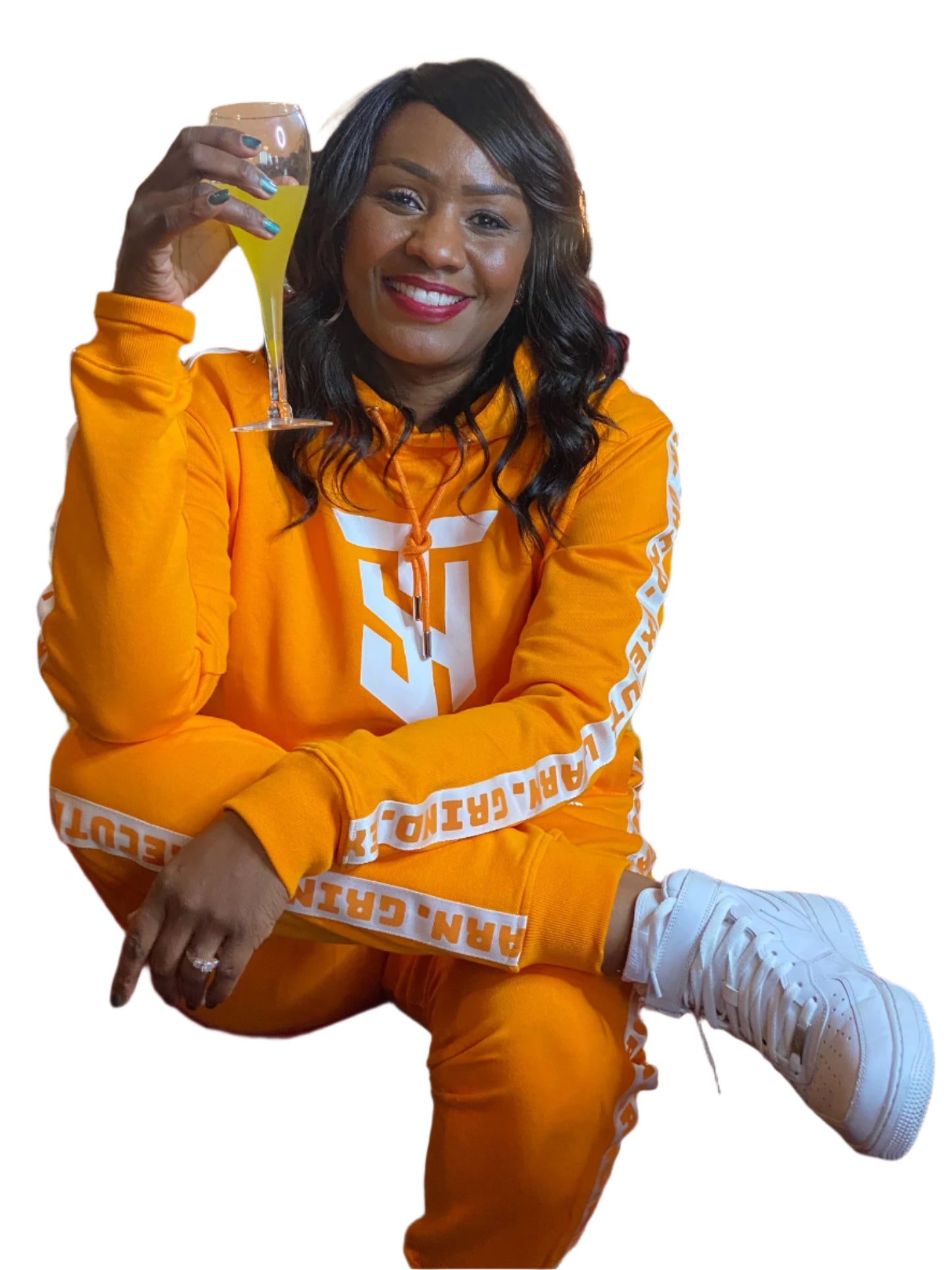 Hustler’s Luxe Rhinestone Stripe Tracksuit