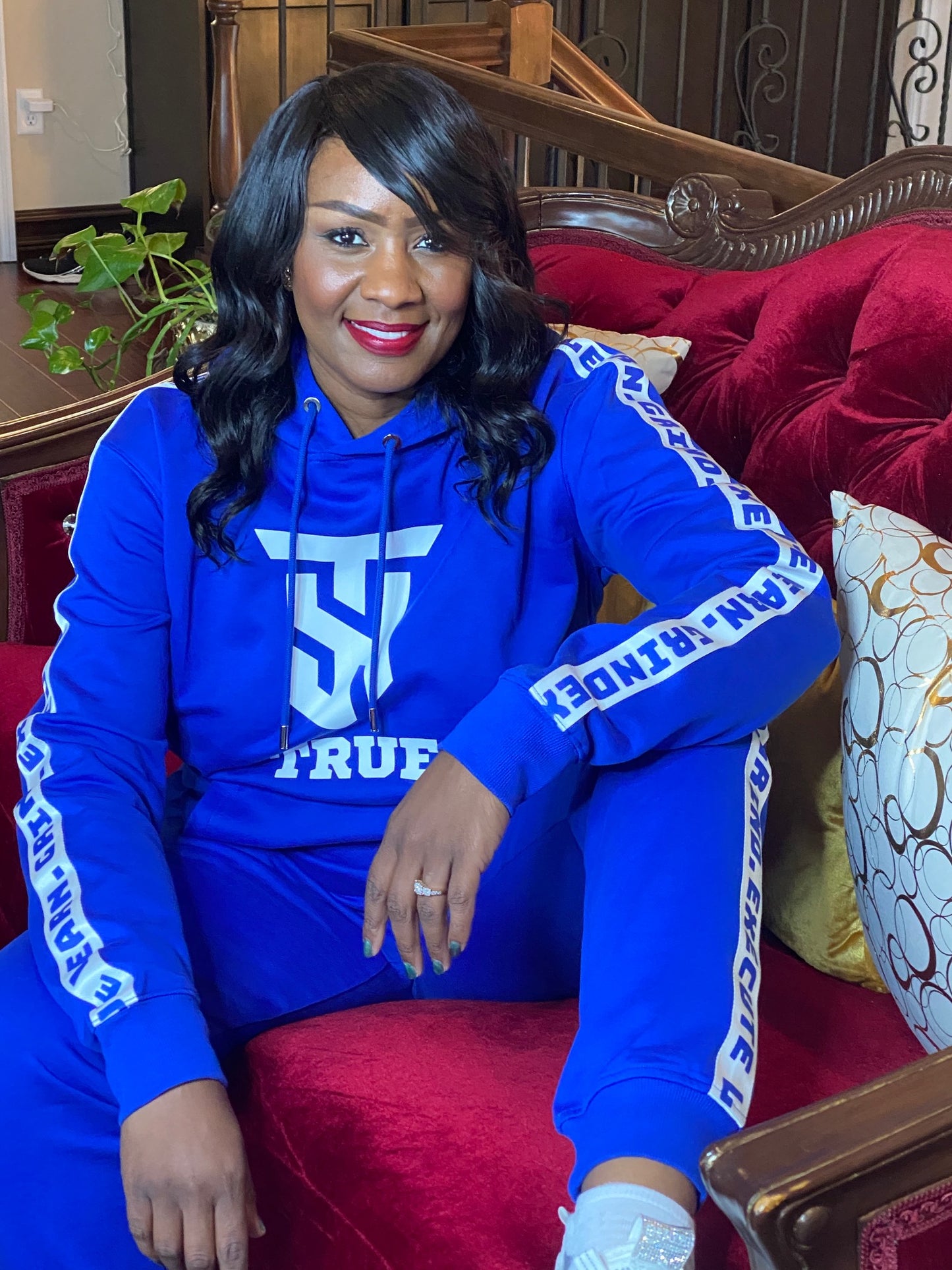 Hustler’s Luxe Rhinestone Stripe Tracksuit
